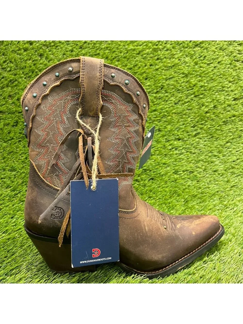 Durango Crush Women Size 6.5 Brown Cowgirl Western Snip Toe Zip Up Fashion Boots